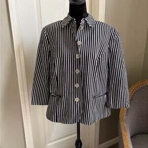 Chaps Black & White Vertical Stripe Women's Jacket